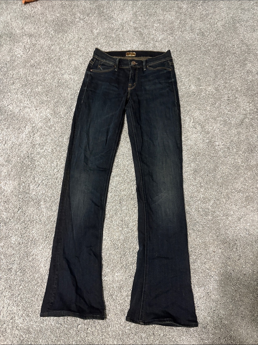 MOTHER Dark Indigo Flare Jeans size 27. The runaway. Wash: jaded